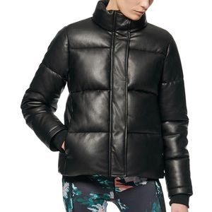 NWOT Faux leather puffer coat